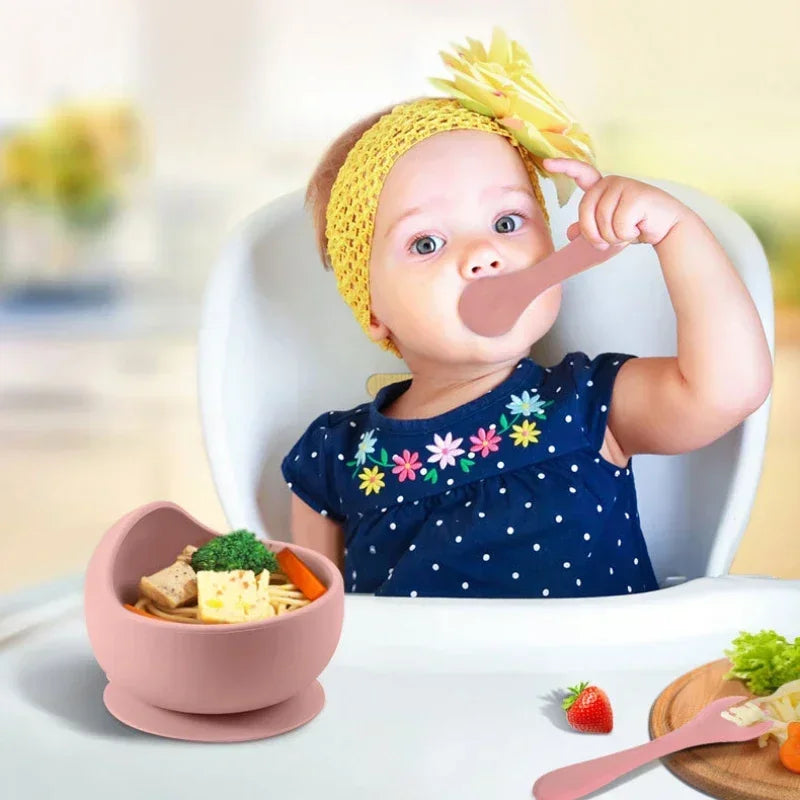 Ensemble d'alimentation pour bébé en silicone sans BPA Bol à ventouse