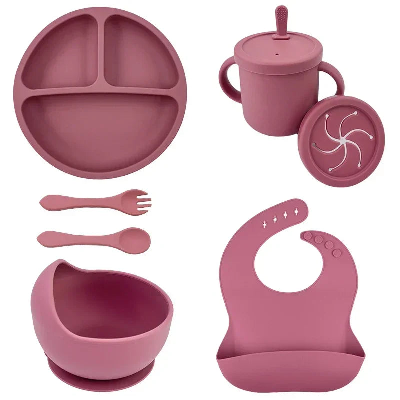 Ensemble d'alimentation pour bébé en silicone sans BPA Bol à ventouse